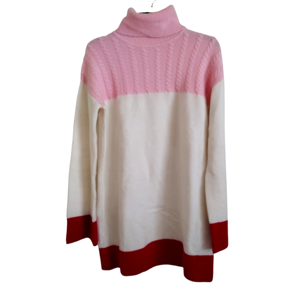 Lovers + Friends pink red white colorblock Kane sweater dress size small
